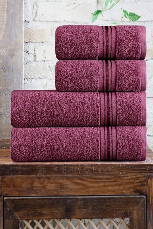 Murdum Home Set of 4 Bath Towels Bath Set 100% Cotton HS-MOLLY