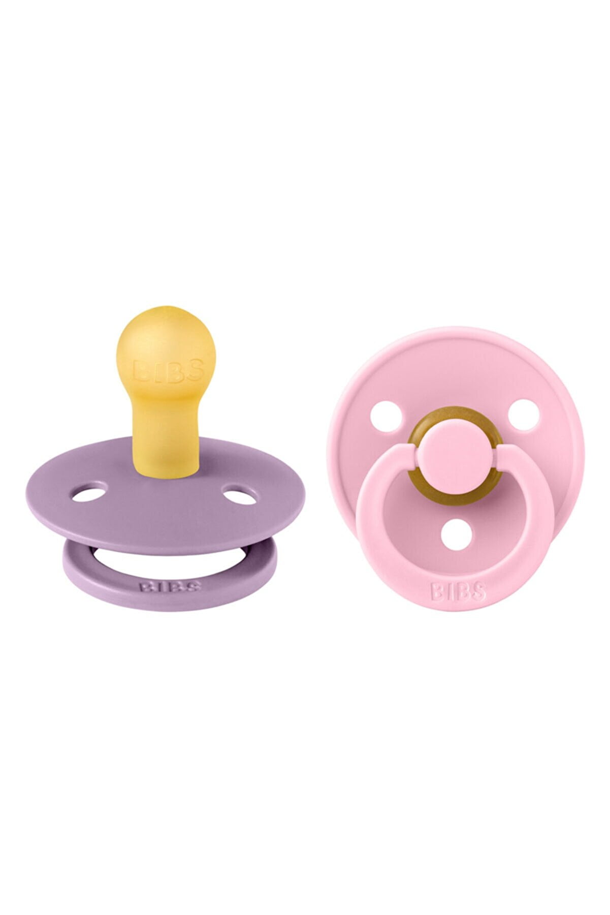 Bibs Bibs Color Double Rubber Pacifier - Lavender / Baby Pink 6-18 Months 21550