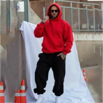 Red Hoodie And Black Sweatpants Hot Selling Men's Set Fall Winter Fashion Streetwear Hoodies Causal Unisex Sweatshirt Pants Suit